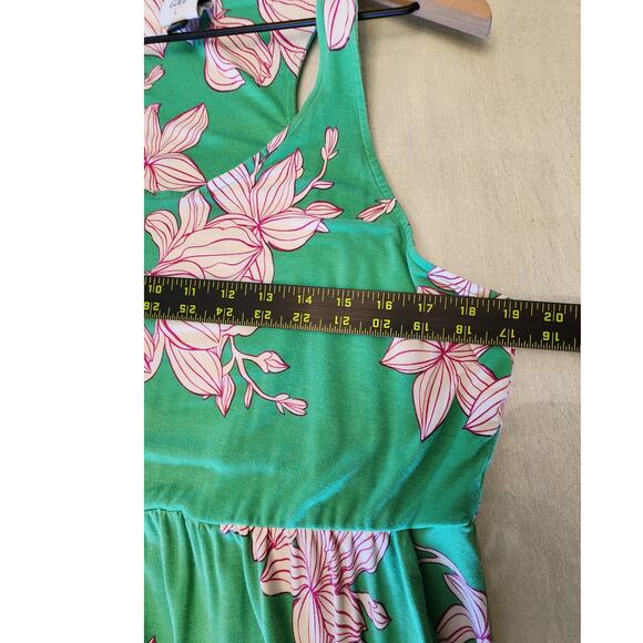 CAbi Weekend Dress SZ Large Green and Pink Mid-length Sleeveless - Picture 8 of 10
